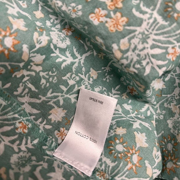 J Jill Shirt Green & Blue Floral Button Up M - Picture 4 of 4